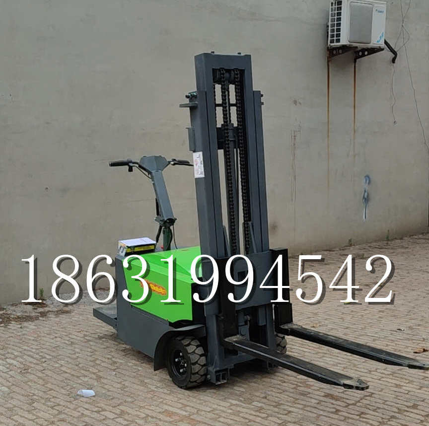 河东区优程全电动叉车插腿式堆高车液压装卸车1.5吨升高小型站驾式铲车